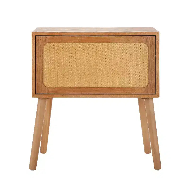 Table de chevet en rotin avec compartiment rotatif, table d’appoint pour canapé, table décorative, table de chevet