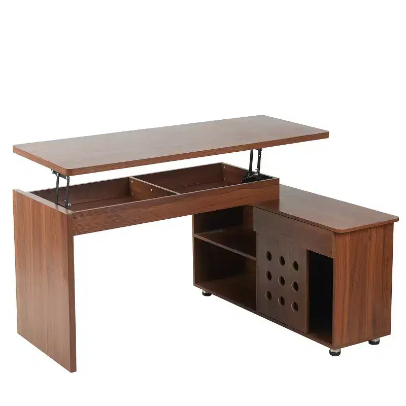Bureau de direction en L de 55, bureau d’angle pour ordinateur avec placard de rangement, pour bureau à domicile et études, table de conférence pour salon et chambre