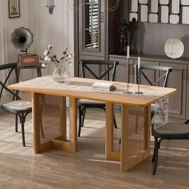 Mesa de comedor ovalada de madera de 67 para 4-6 personas, mesa de cocina y comedor de estilo granja moderno