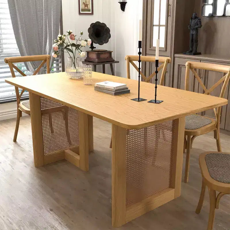 Mesa de comedor ovalada de madera de 67 para 4-6 personas, mesa de cocina y comedor de estilo granja moderno