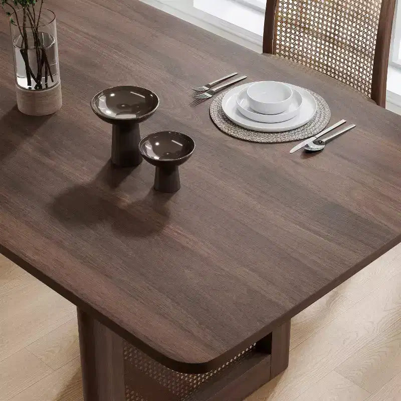 Mesa de comedor ovalada de madera de 67 para 4-6 personas, mesa de cocina y comedor de estilo granja moderno