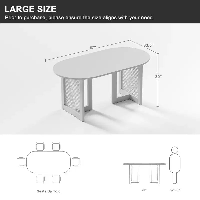Mesa de comedor ovalada de madera de 67 para 4-6 personas, mesa de cocina y comedor de estilo granja moderno