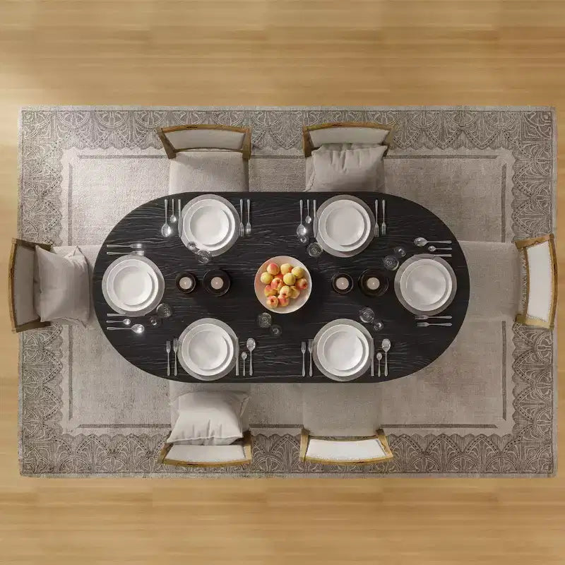 Mesa de comedor ovalada de madera de 67 para 4-6 personas, mesa de cocina y comedor de estilo granja moderno