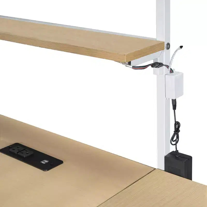 Cama alta metálica individual con estación de trabajo integrada y LED, estructura resistente para cama alta con múltiples espacios de almacenamiento