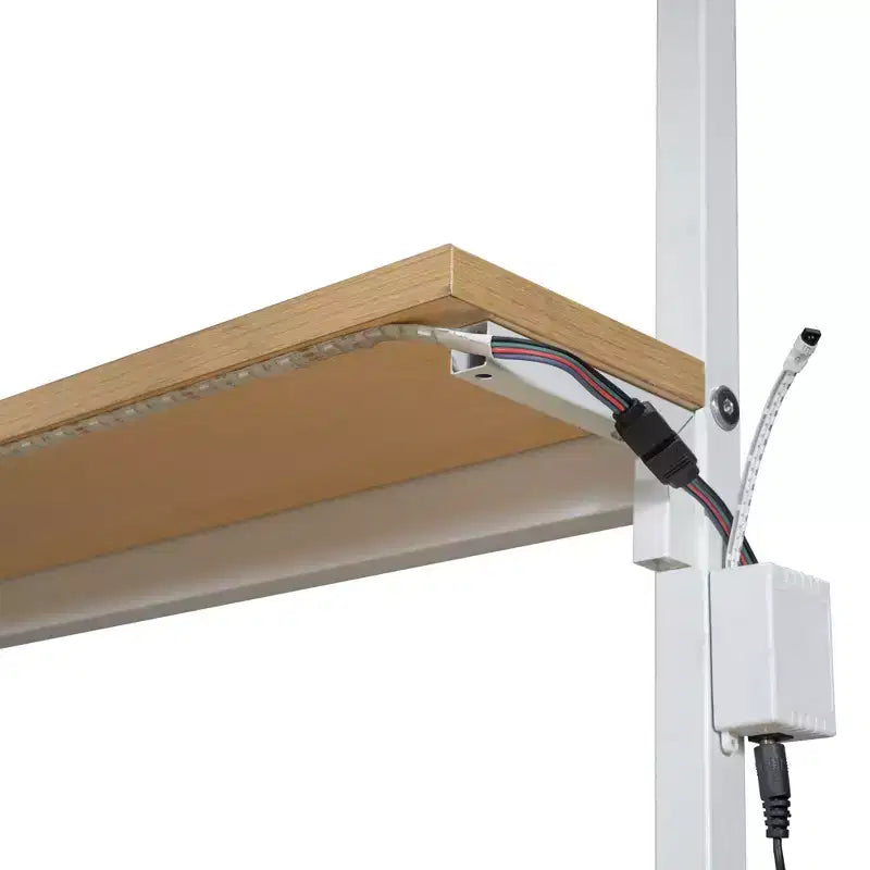 Cama alta metálica individual con estación de trabajo integrada y LED, estructura resistente para cama alta con múltiples espacios de almacenamiento