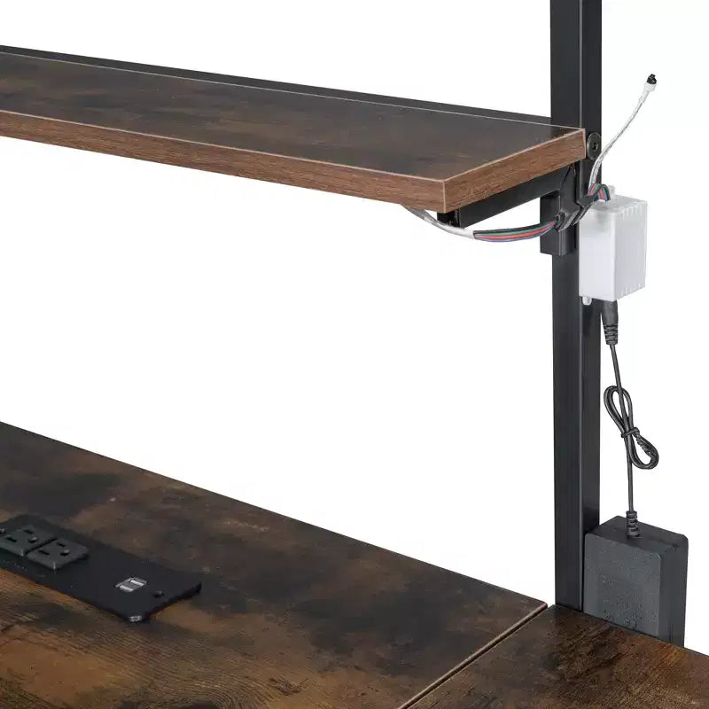 Cama alta metálica individual con estación de trabajo integrada y LED, estructura resistente para cama alta con múltiples espacios de almacenamiento
