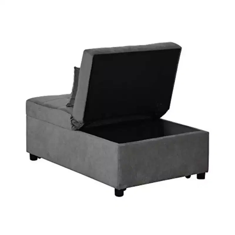 Tabouret-lit convertible 4 en 1 réglable, canapé-lit moderne avec dossier réglable et couchage d’appoint, gris