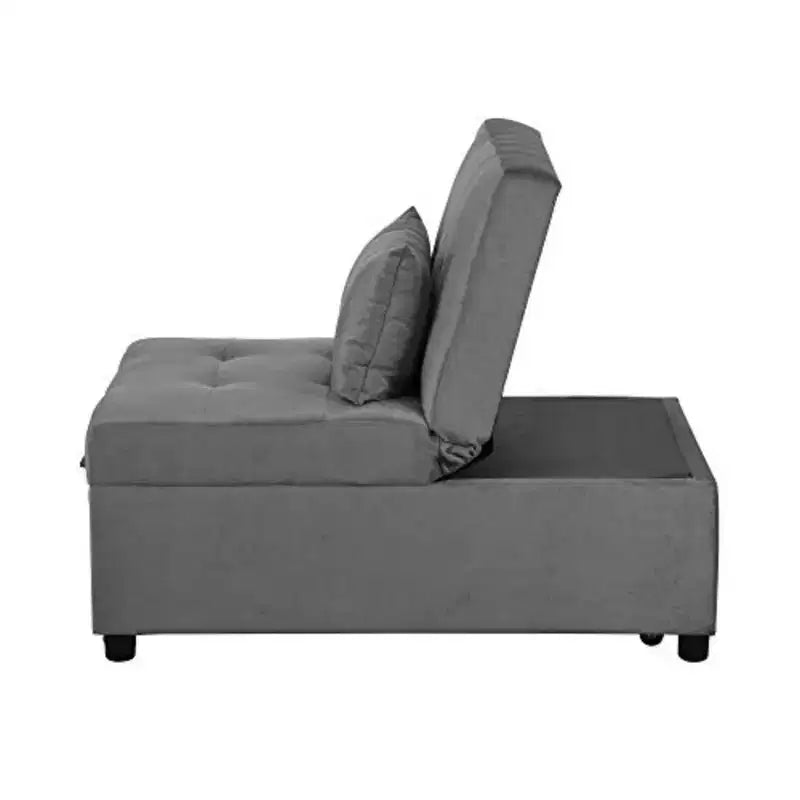 Tabouret-lit convertible 4 en 1 réglable, canapé-lit moderne avec dossier réglable et couchage d’appoint, gris