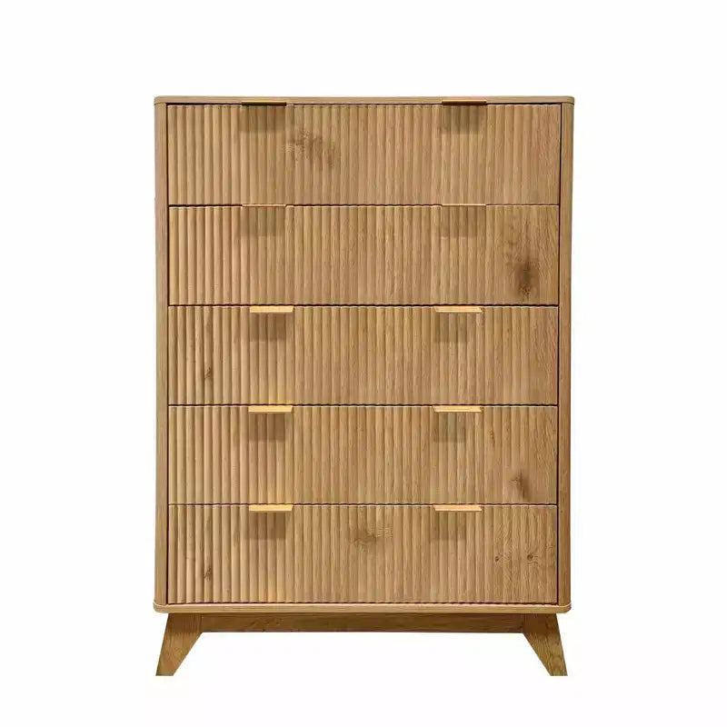 Kommode mit 5 Schubladen, 48 Zoll hoch, im Mid-Century-Modern-Stil mit geriffeltem Design, für Schlafzimmer, Wohnzimmer und Eingangsbereich