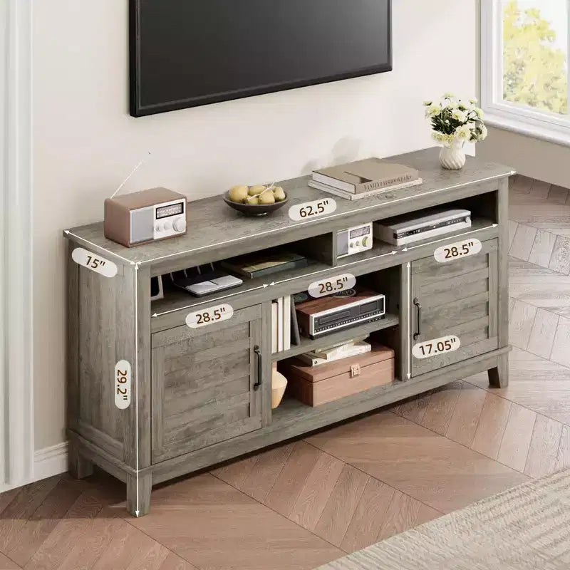 Moderner TV-Ständer für Fernseher bis zu 63 Zoll, Entertainment-Center aus Holz mit verstellbaren Ablagen, TV-Medienkonsole für Wohnzimmer, Schlafzimmer und Büro