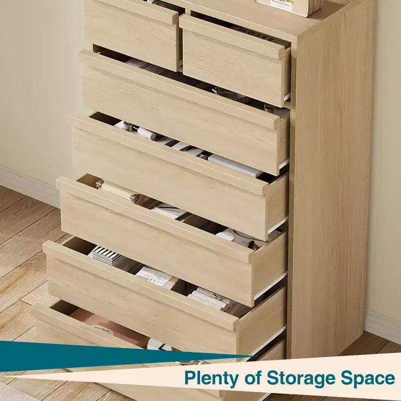 Commode haute à 5 tiroirs avec grand espace de rangement, meuble de rangement moderne à tiroirs, meuble organisateur pour chambre ou entrée