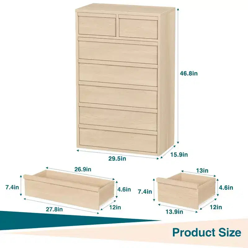 Commode haute à 5 tiroirs avec grand espace de rangement, meuble de rangement moderne à tiroirs, meuble organisateur pour chambre ou entrée