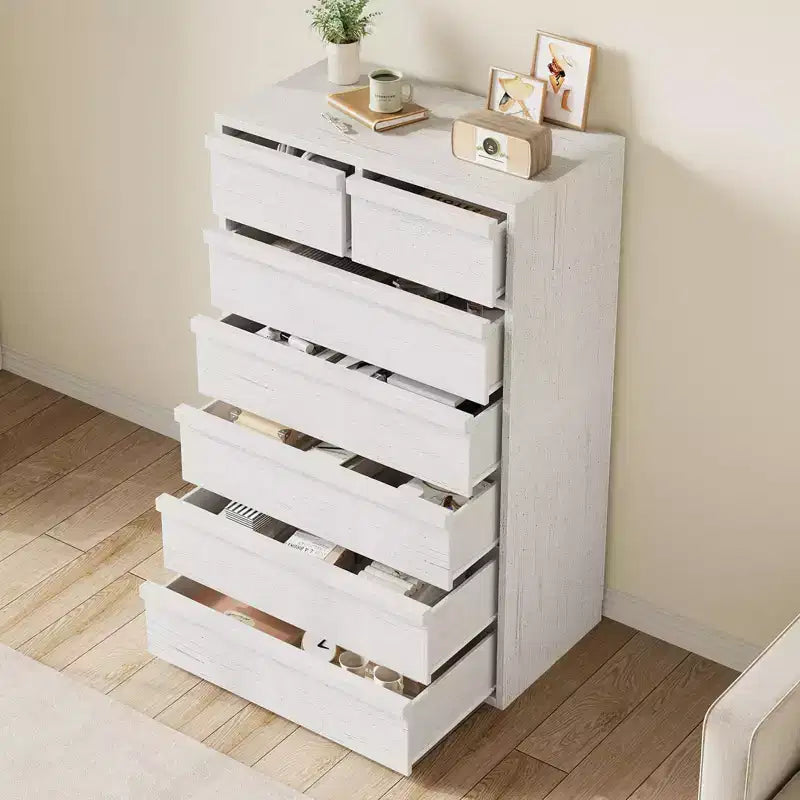 Commode haute à 5 tiroirs avec grand espace de rangement, meuble de rangement moderne à tiroirs, meuble organisateur pour chambre ou entrée