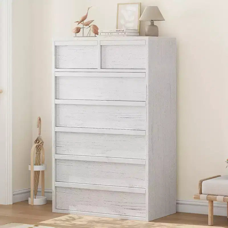 Commode haute à 5 tiroirs avec grand espace de rangement, meuble de rangement moderne à tiroirs, meuble organisateur pour chambre ou entrée