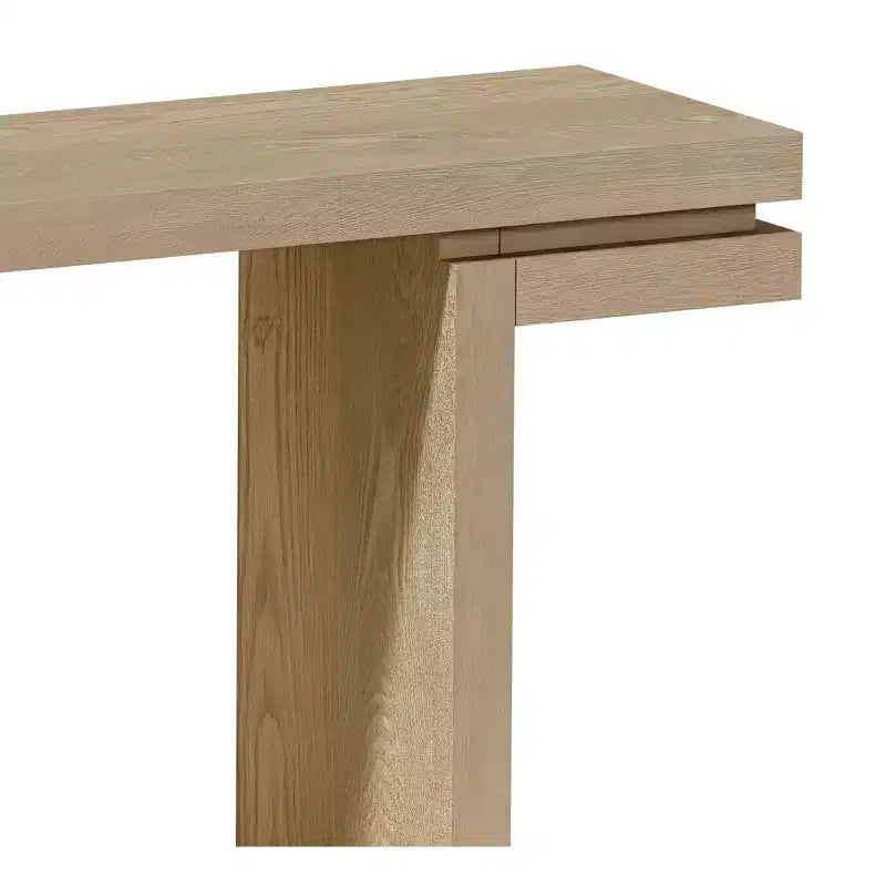 Console rectangulaire avec piètement minimaliste en bois pour entrée ou salon, petits espaces, chêne naturel