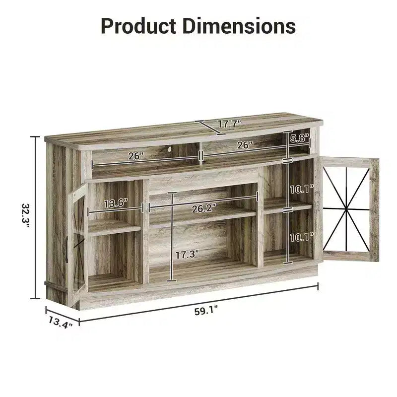 Mueble para TV de 70 pulgadas para la sala - amplio centro de entretenimiento estilo rústico con almacenamiento