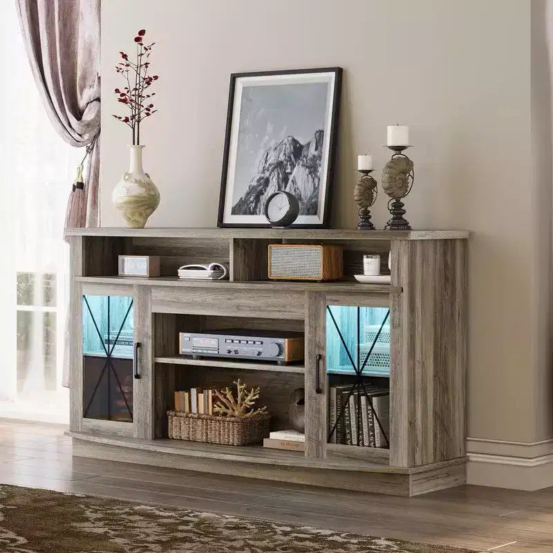 Mueble para TV de 70 pulgadas para la sala - amplio centro de entretenimiento estilo rústico con almacenamiento