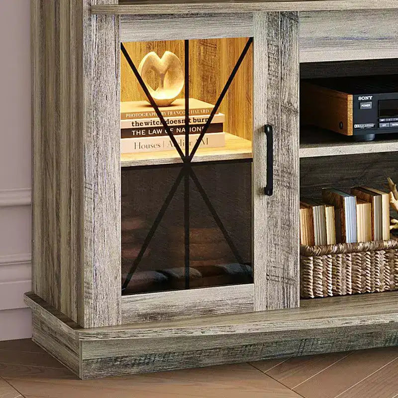 Mueble para TV de 70 pulgadas para la sala - amplio centro de entretenimiento estilo rústico con almacenamiento
