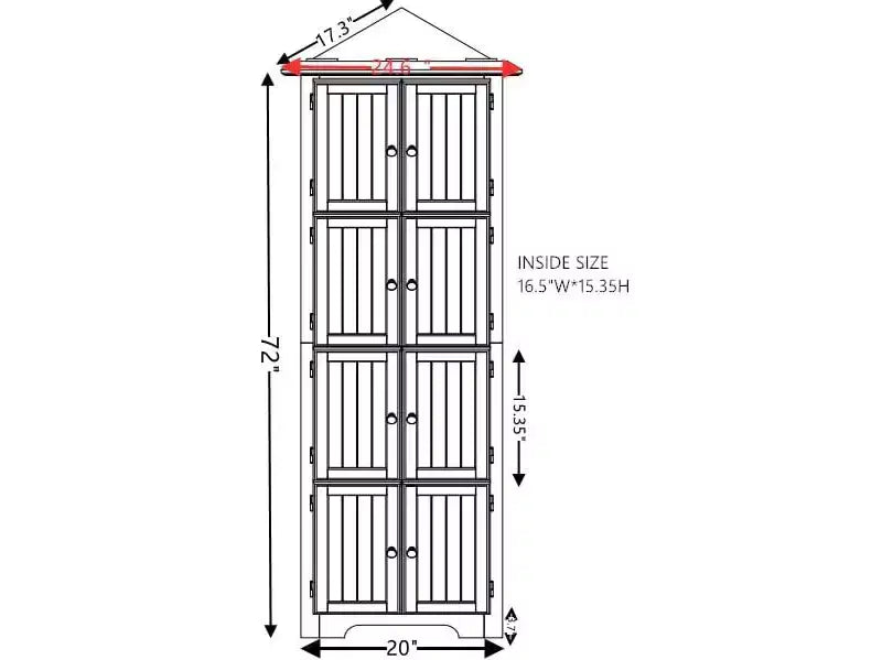 Alacena de esquina de cocina de 4 niveles y 72 con 8 puertas, armario alto de almacenamiento, estantería de estilo rústico para baño y sala de estar