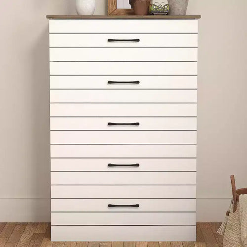 Galano Uf Elis 5 Drawer Chest (Interlock) - Ivory