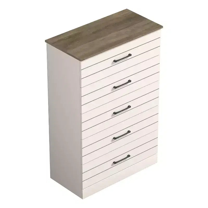 Commode à 5 tiroirs (verrouillage imbriqué) - ivoire