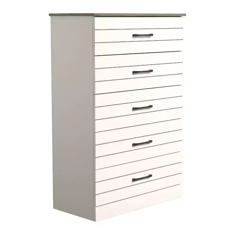 Commode à 5 tiroirs (verrouillage imbriqué) - ivoire