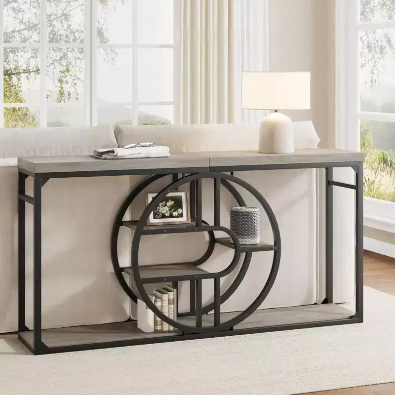 Table d’entrée de 55, console à 5 niveaux pour entrée, tables de canapé industrielles avec rangement pour salon, couloir d’entrée et entrée