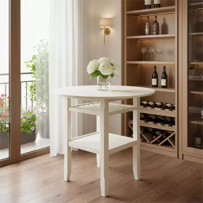 Table de bar en bois crème de 40 pouces à abattants arrondis