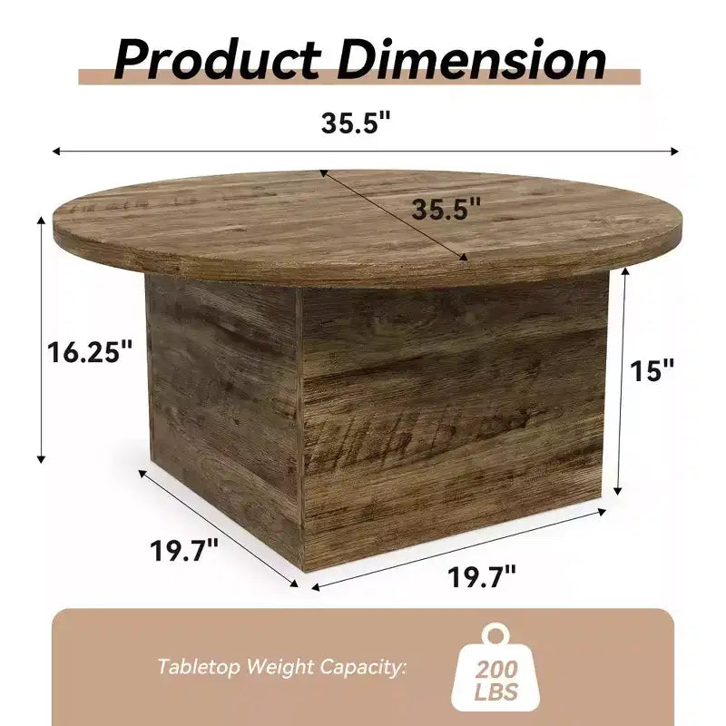 Table basse en bois d’ingénierie, finition chêne rustique, table basse de style champêtre pour salon