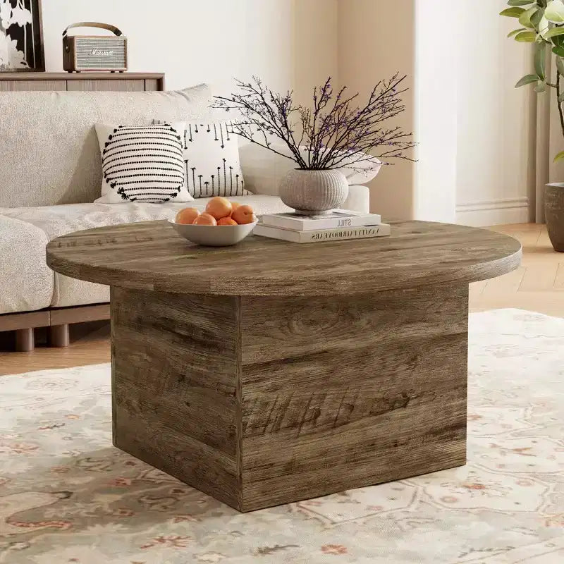 Table basse en bois d’ingénierie, finition chêne rustique, table basse de style champêtre pour salon