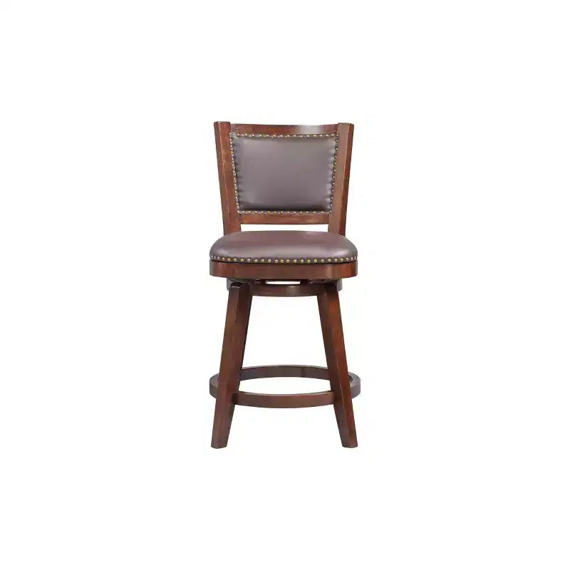 Tabouret de bar pivotant à hauteur de comptoir avec dossier, couleur cappuccino