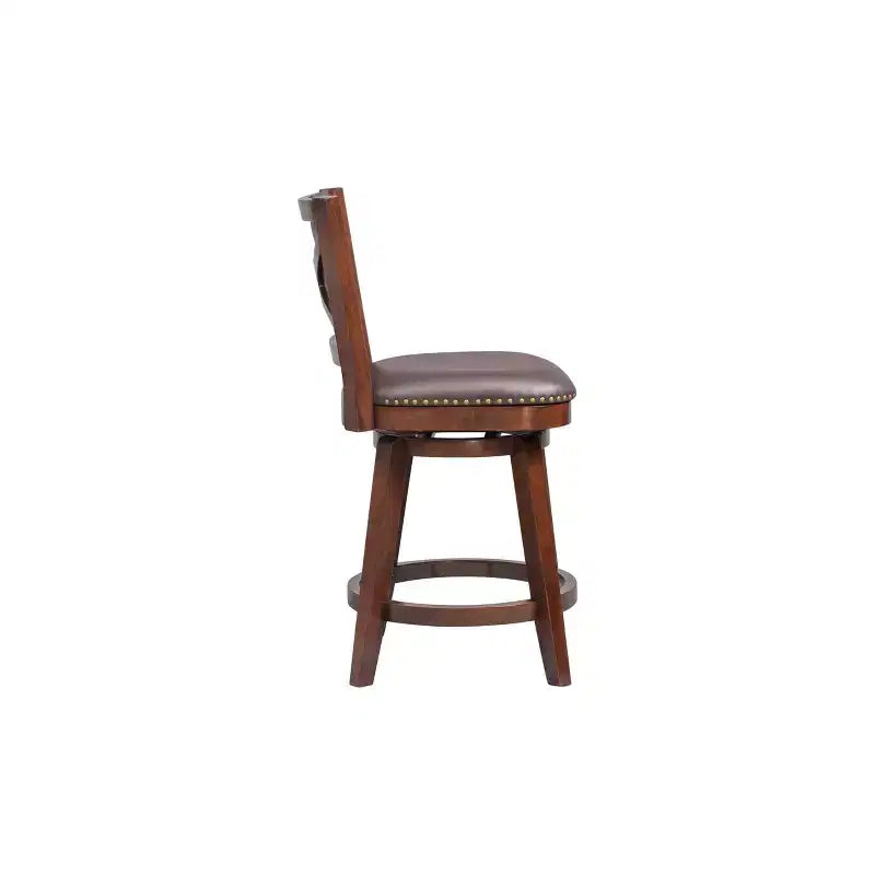 Tabouret de bar pivotant à hauteur de comptoir avec dossier, couleur cappuccino