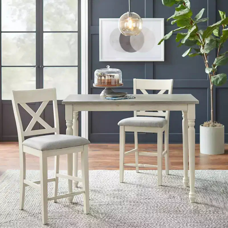 Table de hauteur comptoir grise/blanche : style moderne du milieu du siècle, haute, pour 2 personnes